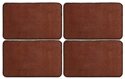 KUBER INDUSTRIES Microfiber Door Mat(Brown, Medium, Pack of 4)