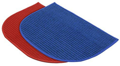 KUBER INDUSTRIES Microfiber Door Mat(Red, Blue, Medium, Pack of 2)