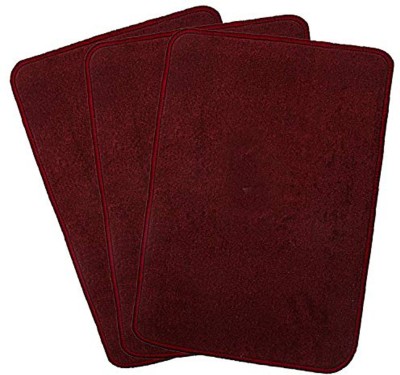 KUBER INDUSTRIES Microfiber Door Mat(Maroon, Medium, Pack of 3)