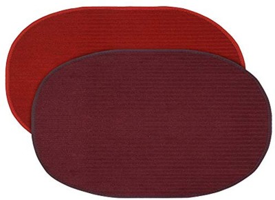 KUBER INDUSTRIES Microfiber Door Mat(Red, Maroon, Medium, Pack of 2)