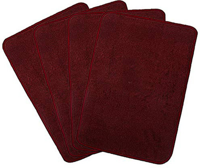 KUBER INDUSTRIES Microfiber Door Mat(Maroon, Medium, Pack of 4)