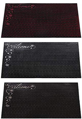 KUBER INDUSTRIES PVC (Polyvinyl Chloride) Door Mat(Multicolor, Medium, Pack of 3)