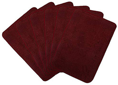 KUBER INDUSTRIES Microfiber Door Mat(Maroon, Medium, Pack of 6)