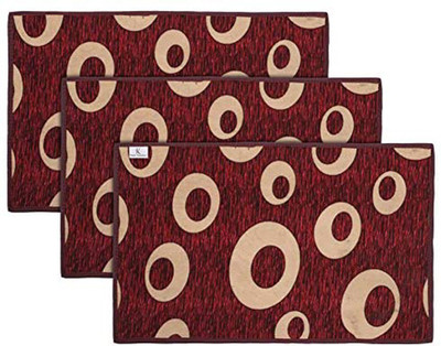 KUBER INDUSTRIES Microfiber Door Mat(Maroon, Medium, Pack of 3)