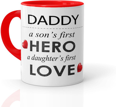 ECFAK Happy Father's Day Inner Red Printed Ceramic Coffee Mug(325 ml)