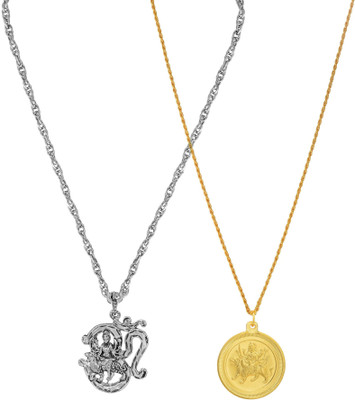 BRBRIK Gold and Silver Plated Alloy, Lord Durga maa Coin with Sherawali mata Yantra Combo Pendant Locket for Men and Women Gold-plated Alloy Pendant