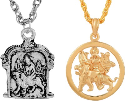 BRBRIK Gold and Silver Plated Brass, Lord Durga Mata, Sherawali Maa, Kaali Maa, Combo Pendant Locket for Men and Women Gold-plated Alloy Pendant