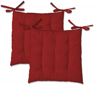 Comfowell Microfibre Solid Chair Pad Pack of 2(Maroon)