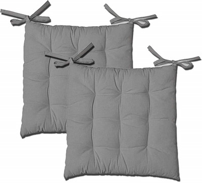 Comfowell Microfibre Solid Chair Pad Pack of 2(Grey)