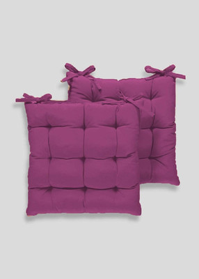 Comfowell Microfibre Solid Chair Pad Pack of 2(Purple)
