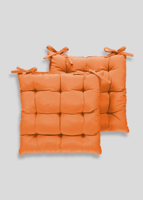 Comfowell Microfibre Solid Chair Pad Pack of 2(Orange)