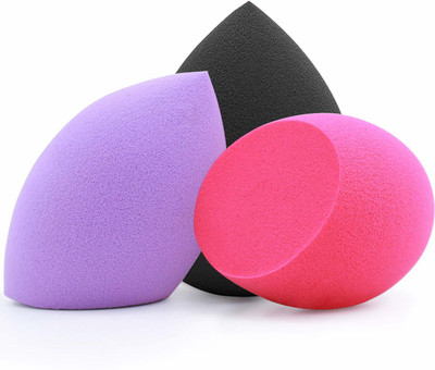 AVTY Makeup Sponges, Blender Beauty Foundation Blending Sponge, Dry & Wet Use for Powder Cream or Liquid Application (3 Pcs, Multi-colored)