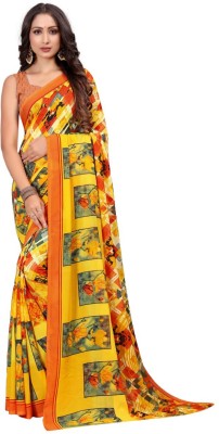 mahalaxmi fab Floral Print Bollywood Georgette Saree(Yellow)