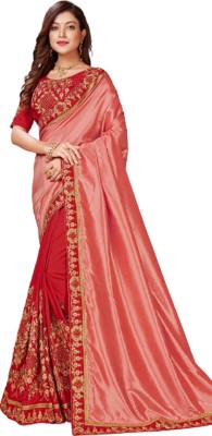 VILISA CREATION Embroidered Bollywood Art Silk Saree(Red)