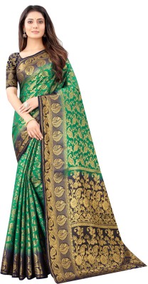 PICKWELL Self Design Banarasi Cotton Silk Saree(Multicolor)