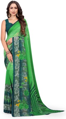 mahalaxmi fab Floral Print Bollywood Georgette Saree(Green, Light Green)