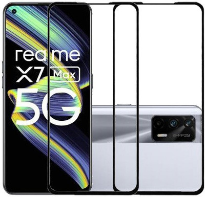 HOBBYTRONICS Edge To Edge Tempered Glass for REALME X7 MAX, REALME X7 MAX 5G(Pack of 2)