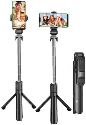 Casa Tech Bluetooth selfie stick - extendable selfie stick - wireless tripod - compact and light weight Bluetooth selfie stick - portable tripod Bluetooth Selfie Stick(Black, Remote Included)