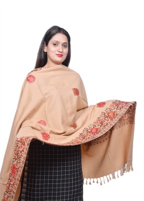 SUMEDH handcrafts Acrylic Embroidered Women Shawl(Beige)