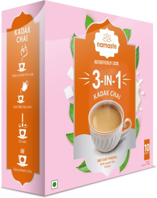 Namaste Chai Instant Tea Premix, Kadak Chai| Assam | Milk and Sugar | Ready Mix (10 Sachets, Powder) Instant Tea Pouch(180 g)