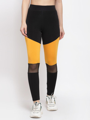 KOTTY Color Block Women Black, Yellow Tights