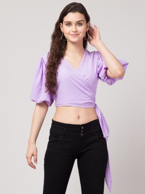 VERMA CREATION Casual Solid Women Purple Top