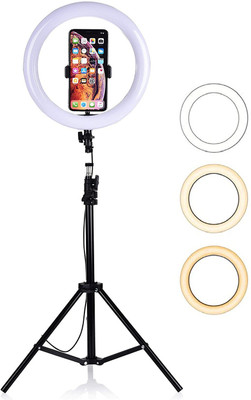 Wrapo Ring Light with 7 feet Tripod Stand with Mobile Phone Clip, 10 inch Dimmable LED Ring Light with Remote Control For YouTube | Photo-shoot | Video shoot | Live Stream | Makeup & Vlogging | Compatible with iPhone Android Phones Ring Flash(White)