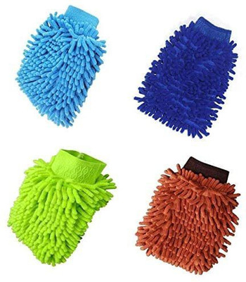 CARTMAN Microfiber Vehicle Washing  Washing Mitt Hand Glove(Pack Of 4)