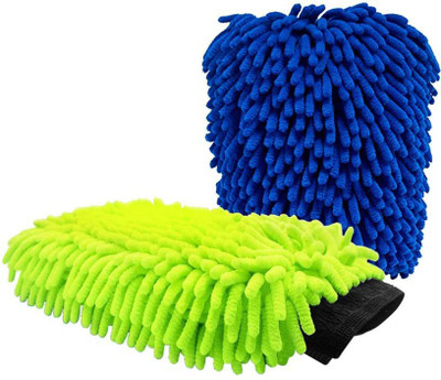 carempire Microfiber Vehicle Washing  Washing Mitt Hand Glove(Pack Of 2)