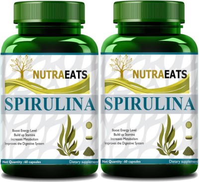 NutraEats Nutrition Spirulian Veg Capsules for Men & Women(Pack Of 2) Pro(2 x 60 No)