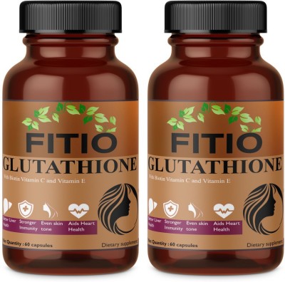 FITIO L Glutathione 1000mg for Healthy, Brightening & Radiant Skin(Pack Of 2) Ultra(2 x 60 No)