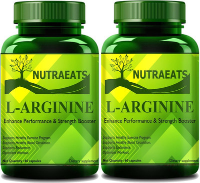 NutraEats L Arginine 1000mg Capsules Per Serving(Pack Of 2) Ultra(2 x 60 No)