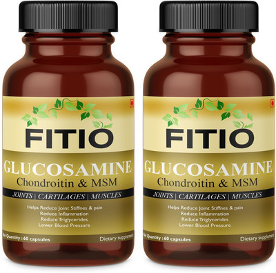 FITIO Joint Support Supplement with Glucosamine, Boswellia & Bromelain 2600mg(Pack Of 2)(2 x 60 No)