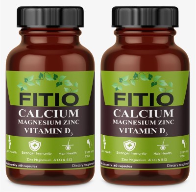 FITIO Calcium supplement 1000mg With Magnesium & Zinc For Women & Men(Pack Of 2) Premium(2 x 60 No)