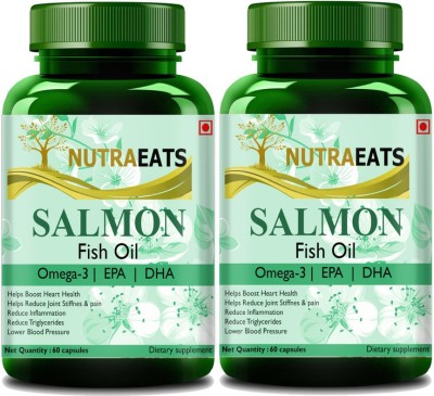 NutraEats Nutrition Salmon Fish Oil Omega-3 1000mg (360 EPA & 240 DHA) Softgel(Pack Of 2) Ultra(2 x 60 No)