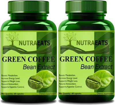 NutraEats Green Coffee Beans Extract Weight Loss Capsules (Pack Of 2) Pro(2 x 60 No)