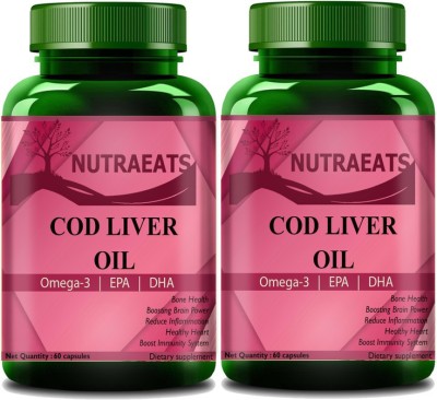 NutraEats Cod Liver Oil Capsules for Heart and Brain health(Pack Of 2) Premium(2 x 60 No)