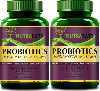 NutraEats Ultra Probiotic- 30 Billion CFU's - 16 strains (Pack Of 2) Ultra(2 x 60 No)