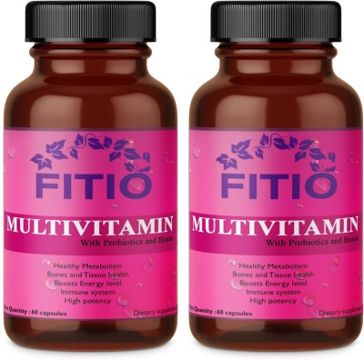 FITIO Multivitamins True Vitamins with Minerals for Men and Women(Pack Of 2) Premium(2 x 60 No)