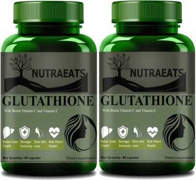 NutraEats L Glutathione Capsules For Skin Glowing ,Skin Whitening(Pack Of 2) Premium(2 x 60 No)