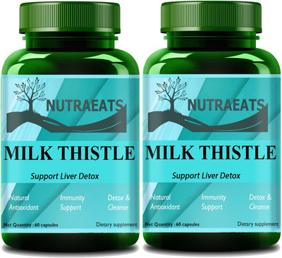 NutraEats Milk Thistle (Silymarin) Capsules for Liver Detox and Cleansing(Pack Of 2) Premium(2 x 60 No)
