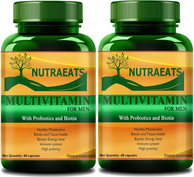 NutraEats Nutrition Multivitamins True Vitamins with Minerals for Men (Pack Of 2) Ultra(2 x 60 No)