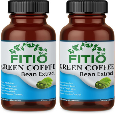 FITIO Pure Green Coffee Bean Extract 800mg for Weight Loss Capsule(Pack Of 2) Ultra(2 x 60 No)