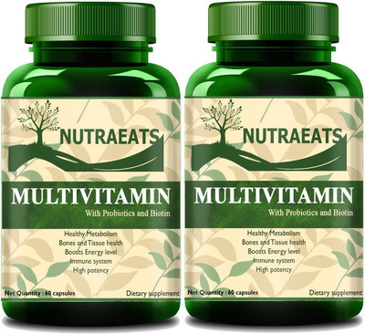 NutraEats Immunity Multivitamins With Probiotics For Men & Women(Pack Of 2) Premium(2 x 60 No)