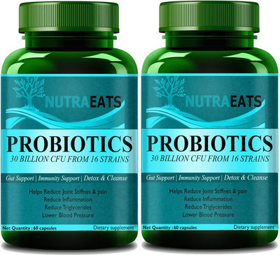 NutraEats Probiotics 30 Billion CFU, 90 Veg Caps. Advance Formula (Pack Of 2)(2 x 60 No)