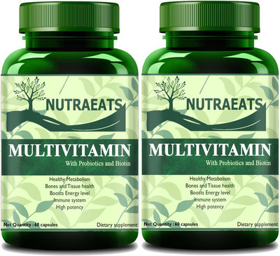 NutraEats Nutrition Multivitamins True Vitamins with Minerals for Men and Women(Pack Of 2) Premium(2 x 60 No)