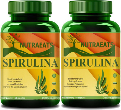 NutraEats Nutrition Spirulina Supplement With Moringa Oleifera(Pack Of 2) Ultra(2 x 60 No)