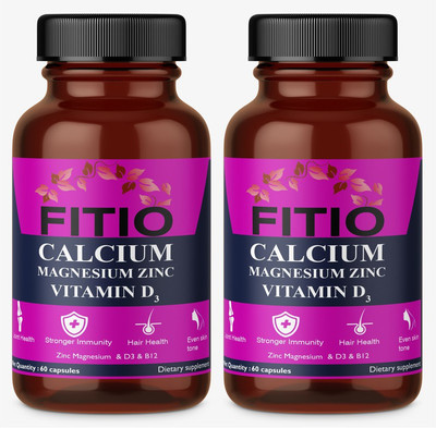 FITIO Alfalfa Calcium+Magnesium+Zinc D3 & B12 - 60 capsules(Pack Of 2) Pro(2 x 60 No)