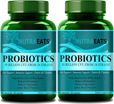 NutraEats Probiotics 30 Billion CFU, 90 Veg Caps. (Pack Of 2) Ultra(2 x 60 No)