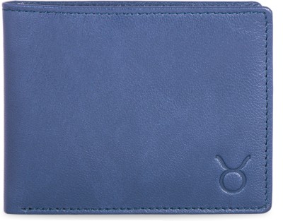 Hide horn Men Casual Blue Genuine Leather Wallet(2 Card Slots)